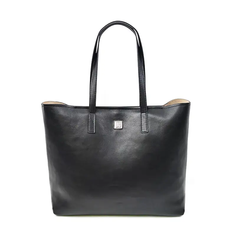 China Organizer Black Big Women Leather Tote Bag Handbags 1