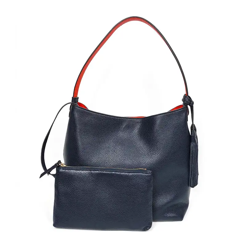Elegant Fancy Bucket Cow Leather Hand Bag For Women With Fashion Wide Shoulder Strap 1