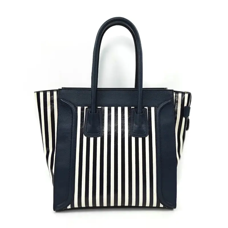 Wholesale Dongguan Designer Strip Canvas Coated Handbags Famous Brands Female Tote Bags 1