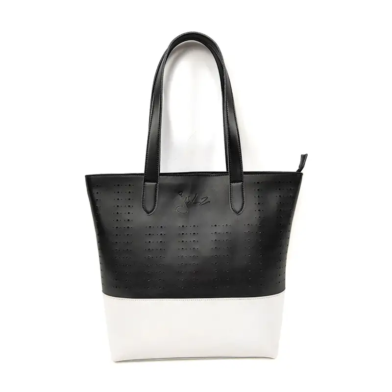 Popular Summer Black and White Discount Designer New Split Leather Ladies Tote Hobo Handbags 1