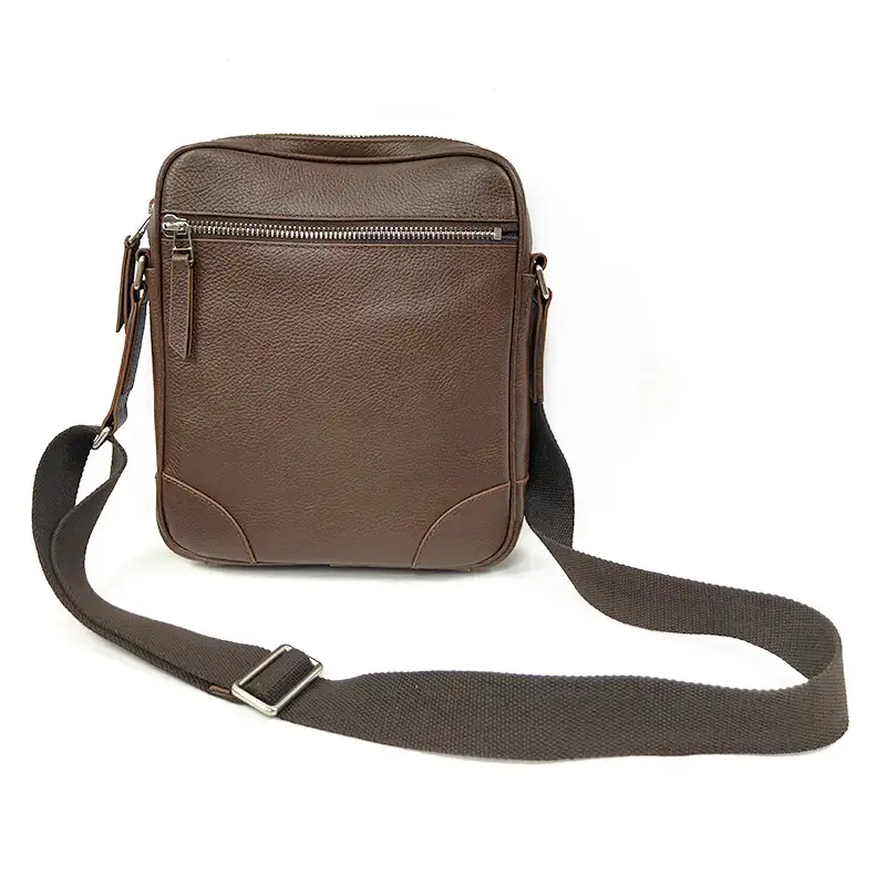 Custom Vintage Quality Mini Soft Genuine Leather Men's Sling Bag With Wide Strap 1