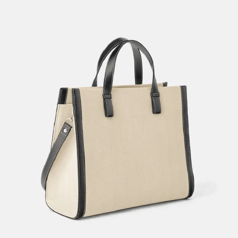 Customized Logo Large Fashion Canvas Natural Cotton Bag With Long Shoulder Strap 1