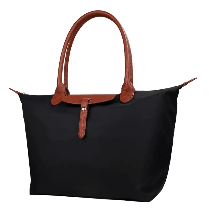 Oxford Nylon Large Tote Bag With Leather Handle Beach Bag Printed Logo 1