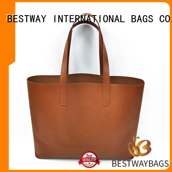 Bestway 2019 Custom Big Simple Shopping Travel Leather Tote Bag For Ladies 1