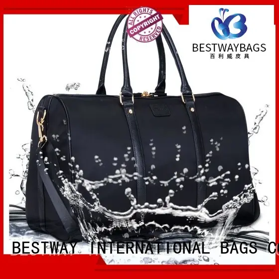 Custom Large Travel Bag Women's Nylon Leather Trim Handbag For work 1