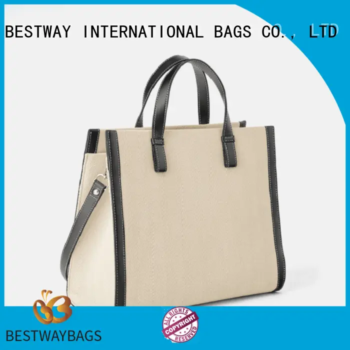 Bestway natural striped canvas tote bag factory for vacation 1