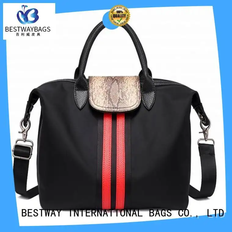 Bestway durable nylon handbags with leather handles personalized for bech 1