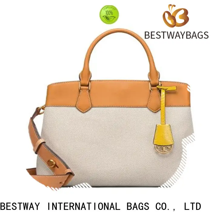 Bestway leather striped canvas tote bag personalized for travel 1