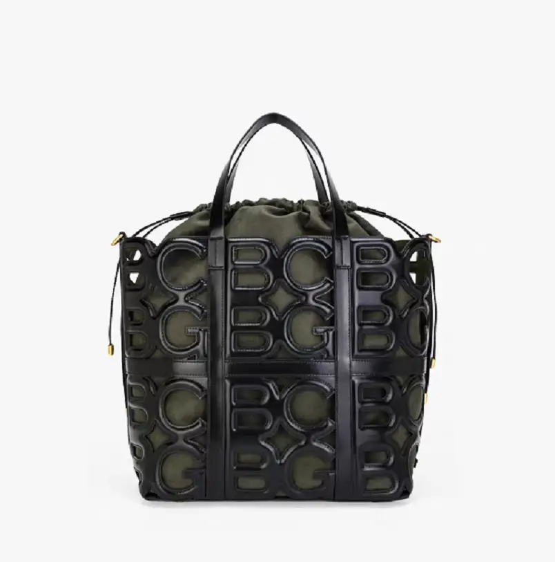 Trendy tote bag,Beautiful large tote bag,Carving leather tote bag with two bags 1