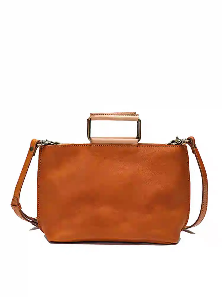 Simple design Handmade leather bag,Satchel Bag Leather Shoulder Handbag hardware handle bag 1