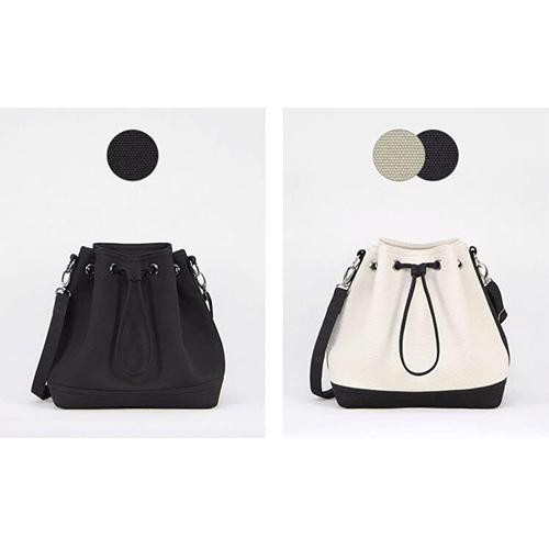 White Canvas Standard Cotton Bucket Bag Shoulder Canvas Bag With Leather Trim 5
