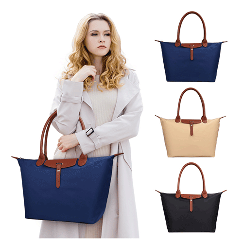 Oxford Nylon Large Tote Bag With Leather Handle Beach Bag Printed Logo 7