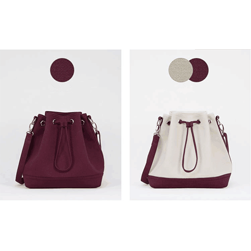 White Canvas Standard Cotton Bucket Bag Shoulder Canvas Bag With Leather Trim 10