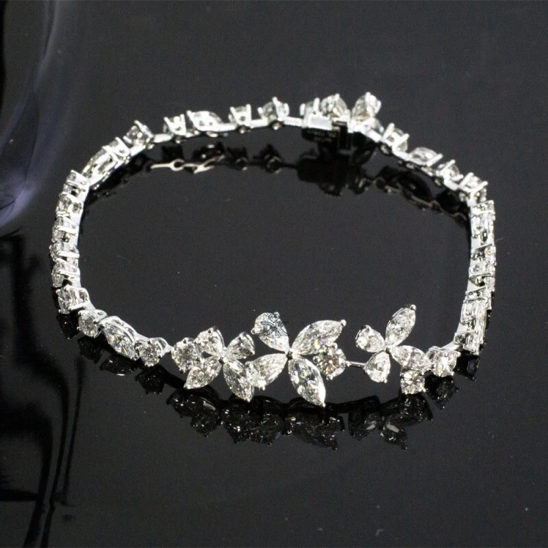 5.7CT Lab Grown Diamond Bracelet Floral Design 18K Gold High - Value Luxury 1