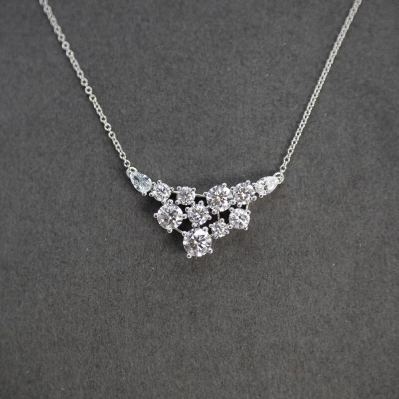 2.5CT Lab Grown Diamond Necklace Cluster Leaf Design 18K 1