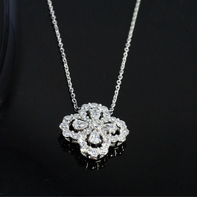 Stunning 1.84CT Lab Grown Diamond Necklace 18K Gold Romantic Gleam 1