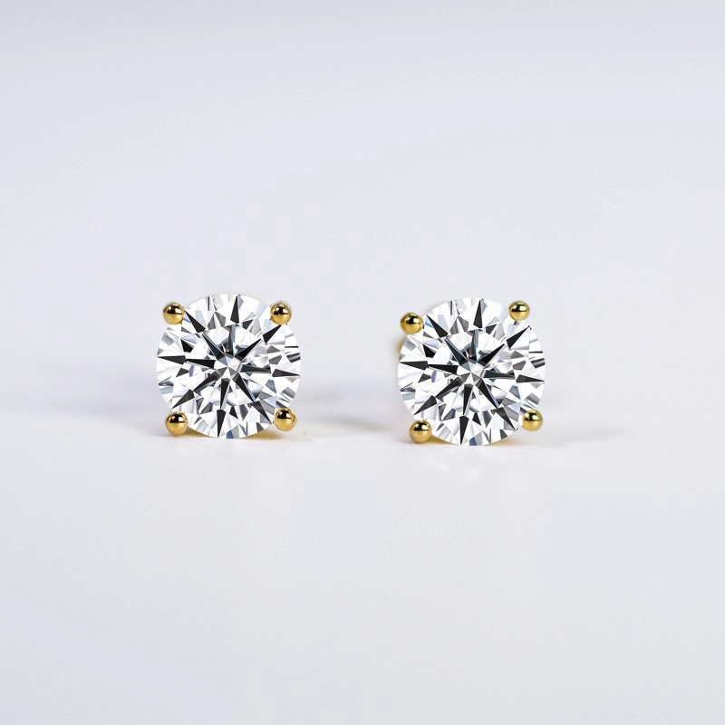 Value Driven 1CT Lab Grown Diamond Earrings GRC 18K Gold Brilliant Round Cut 1