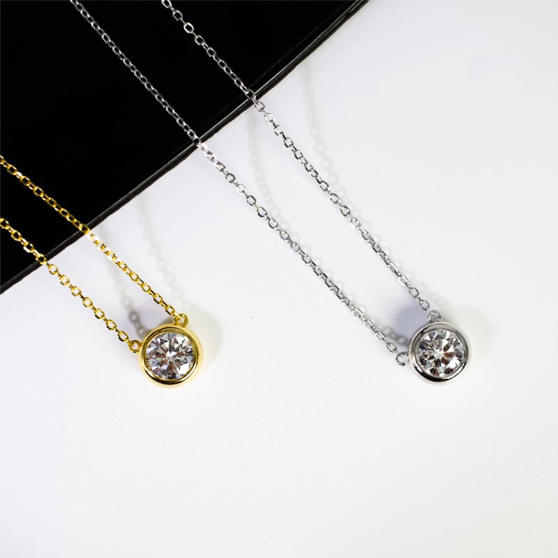 1CT Lab Grown Diamond Necklace Bezel Set Solitaire, 18K Timeless Elegance 1