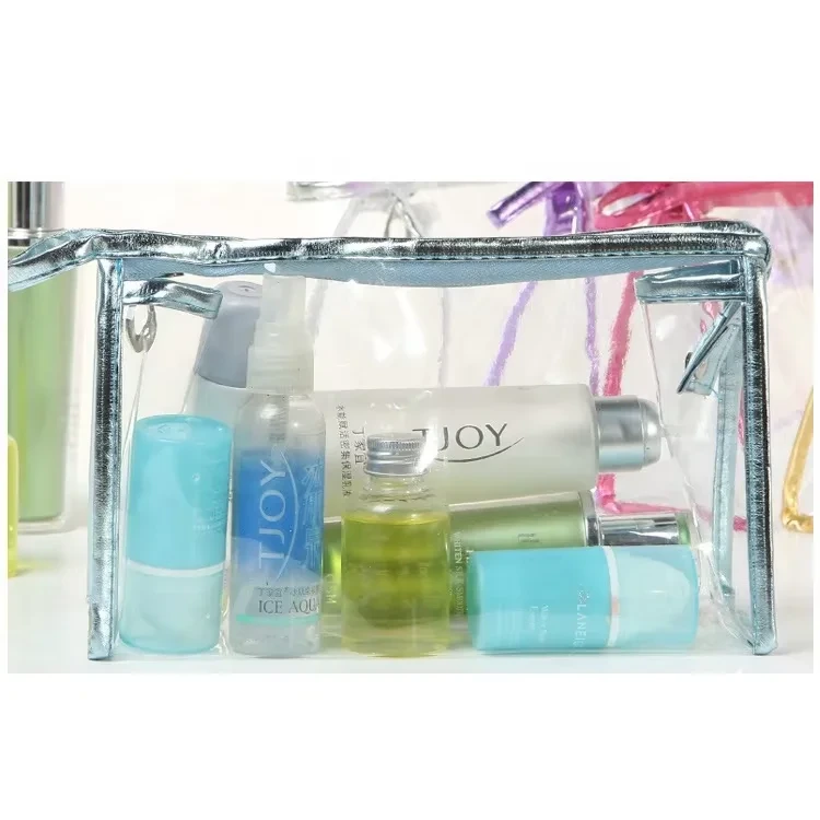 Custom Logo Portable Waterproof Transparent Pvc Makeup Bag Travel Clear Pvc Wash Toiletry Cosmetic Bag For Girls Holiday Gifts 1