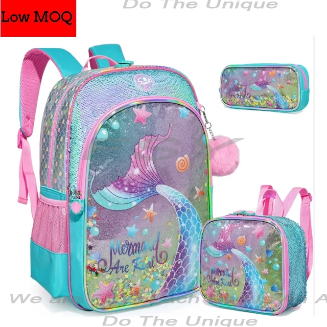 2 Moq New Arrival Children's Beautiful Fish School Bag Oxford Waterproof Girls Backpack Sets Satchel Kids School Bags 1