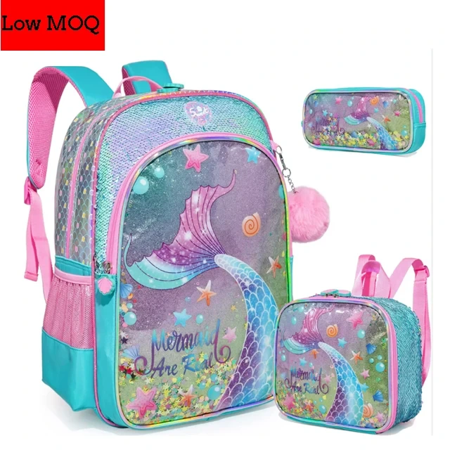 2 Moq New Arrival Children's Beautiful Fish School Bag Oxford Waterproof Girls Backpack Sets Satchel Kids School Bags 1