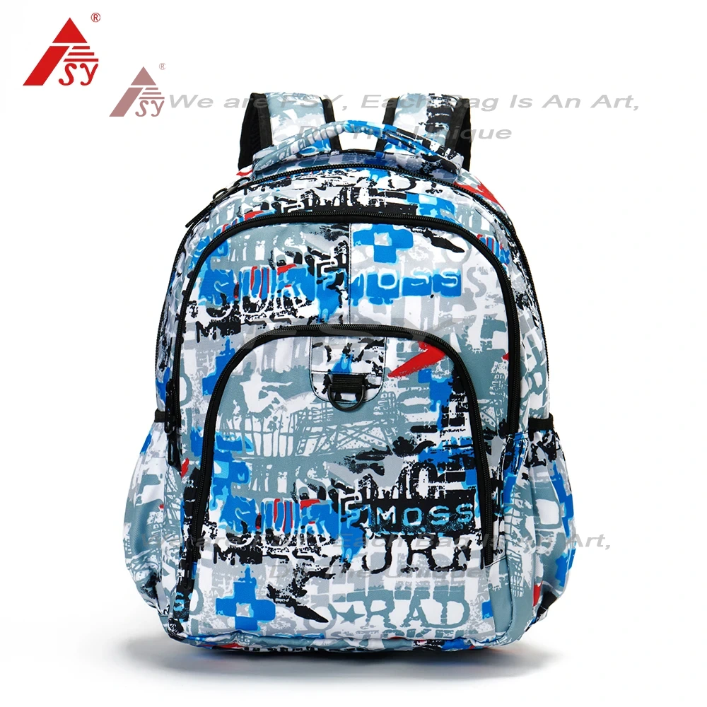 Fashion Printed Designer Bags For Teenagers Polyester Back Pack Kids School Bags College Student Backpack With Custom Logo 1
