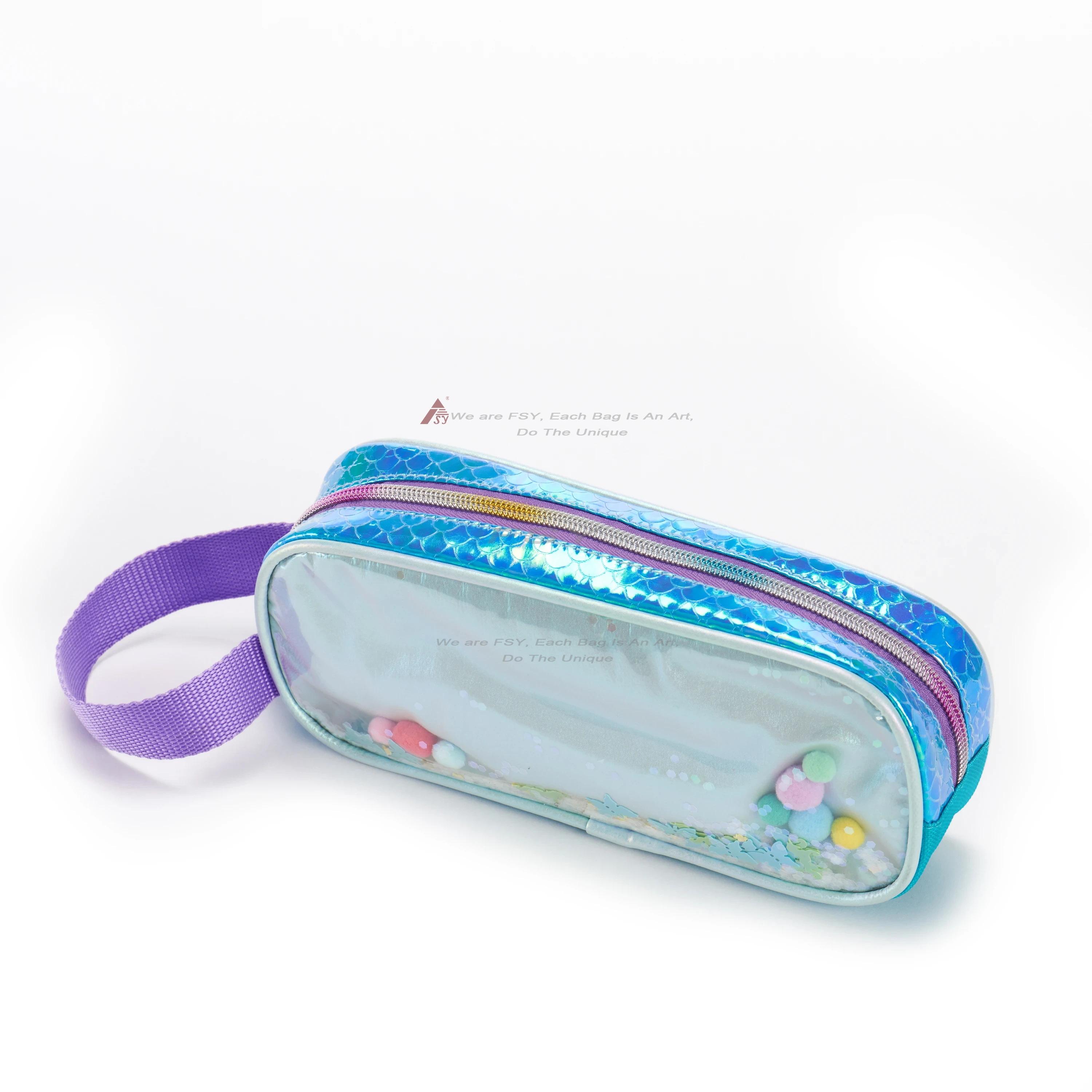 Fsy Wholesale Custom School Pencil Case Box Multi Function For Kids Girl Pvc Glitter Style Pen Pouch Case Zipper Bag Waterproof 1