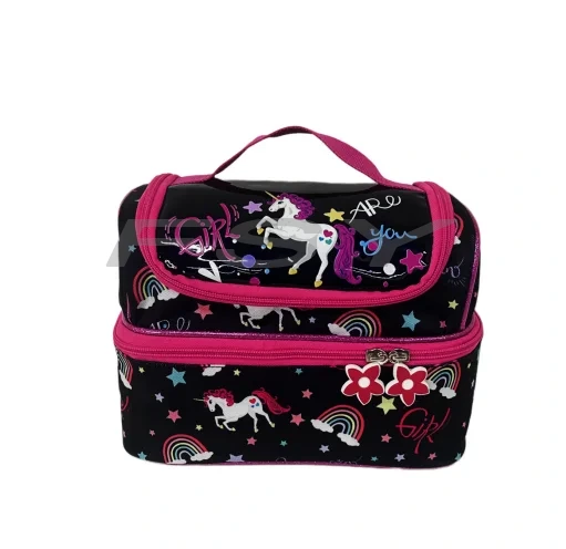 Portable Unicorn Pattern Kids Lunch Bag For Children Exquisite Zipper Flowers Tote Bags Adult Student Custom Logo Big Capacity 1