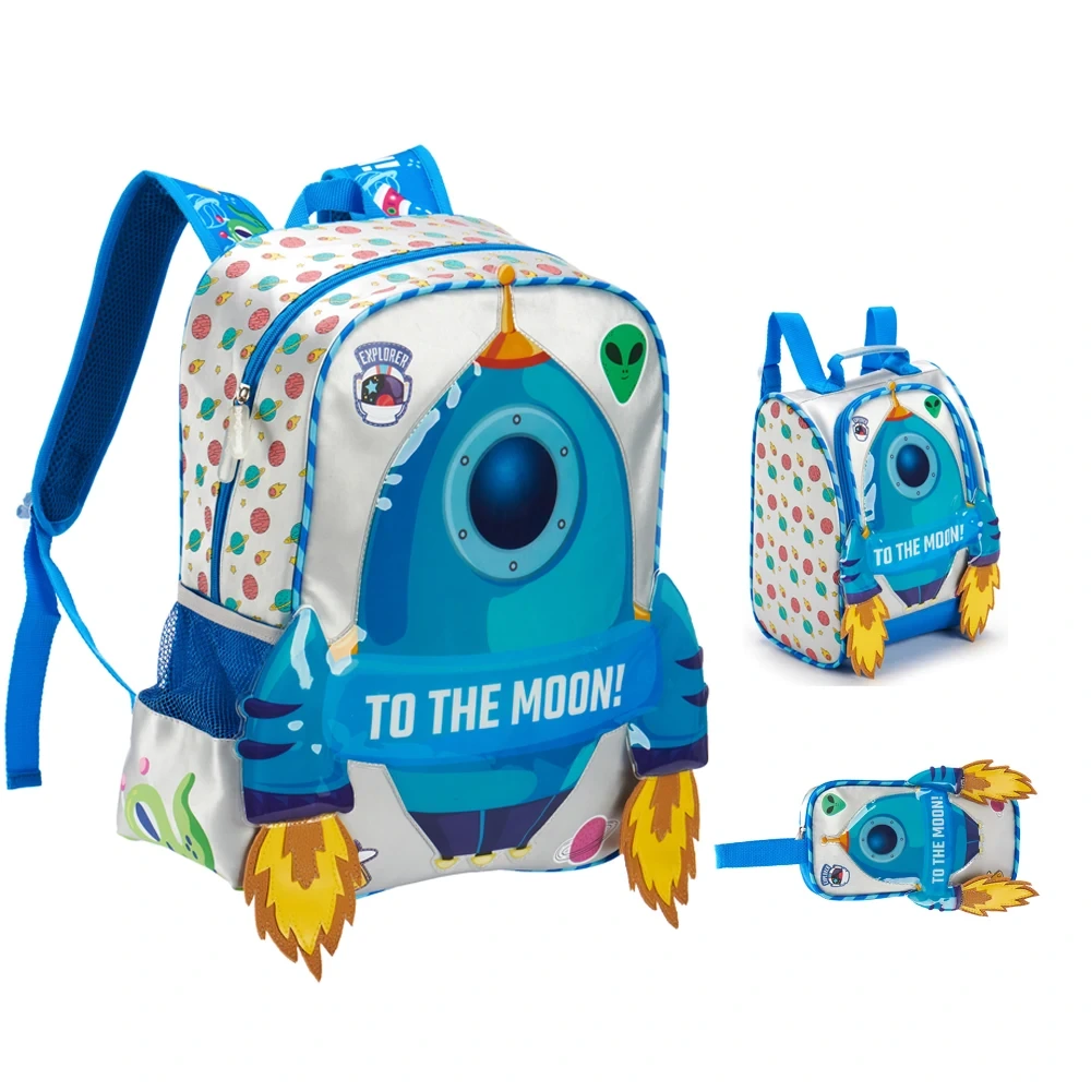 Fsy 3d Rocket Backpack Elementary Students Book Bag Custom Cartoon Mini Boys Bag Student Bookbags Bags School Backpack Sets 1