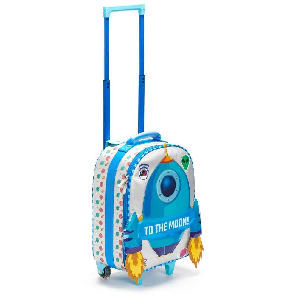 Fsy Factory Boy Spaceship Rocket Pattern Kindergarten School Rolling Trolley Bags Elementary Student Backpack With Wheel Travel 1