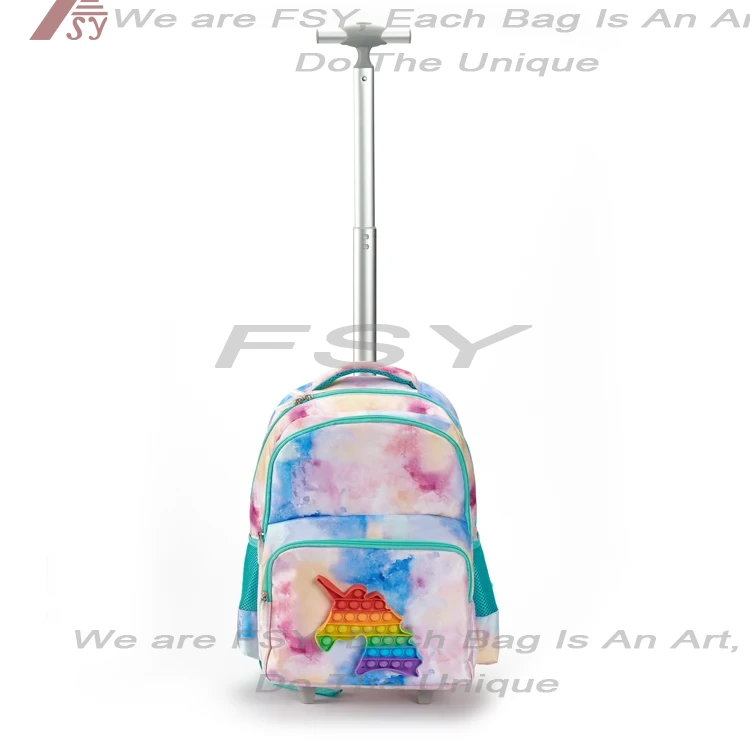 Fashion Girls Trolley Bag Rolling Wheeled Trolley Backpack For Kids Waterproof Bags Travel Trolley Luggage For Student 1
