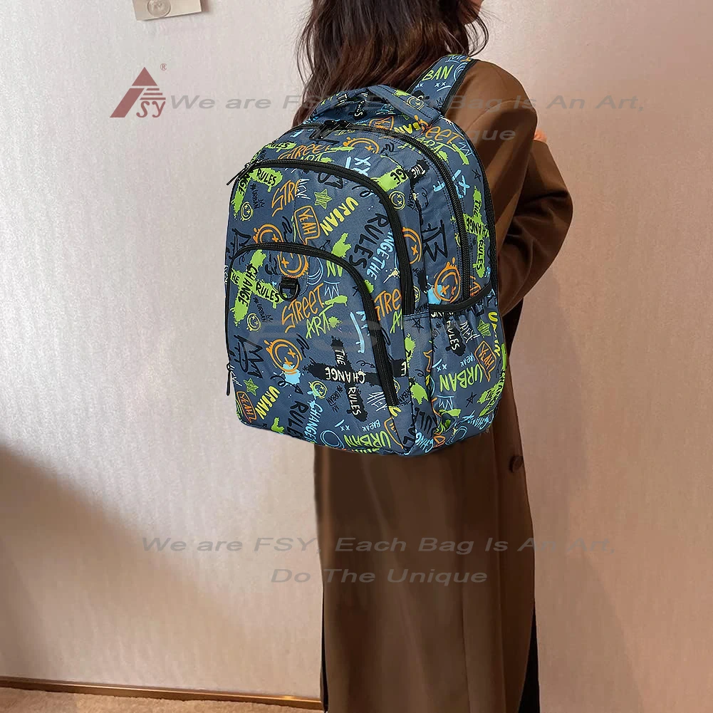 Fsy Fashion Waterproof Women's Casual Printed Travel Backpack With Usb Student School Backpack Lightweight Business Laptop Bags 1
