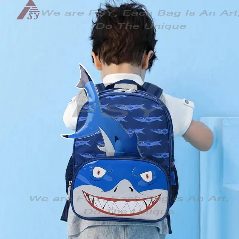 Small Toddler Student Backpack Kids Cute Blue Animal Schoolbag 3d Shark Pattern Backpack For Baby Boys Girls Age 3 To 6 1