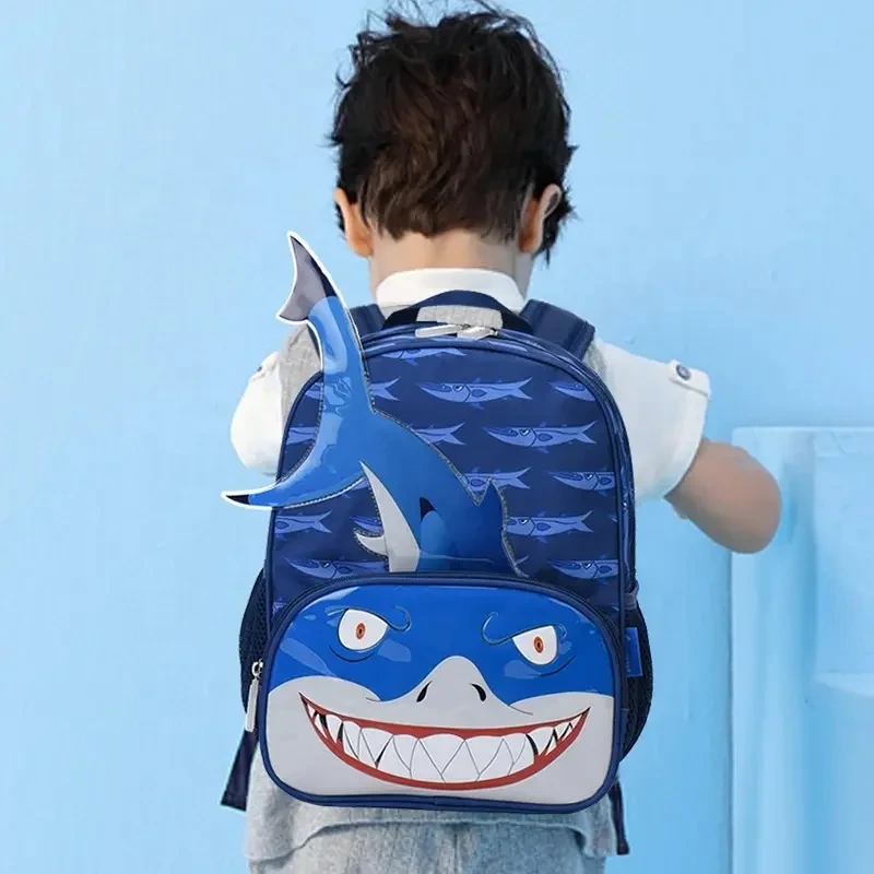 Small Toddler Student Backpack Kids Cute Blue Animal Schoolbag 3d Shark Pattern Backpack For Baby Boys Girls Age 3 To 6 1