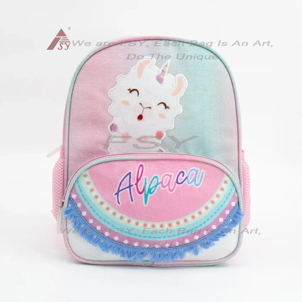 Factory Wholesale Kid Backpack Custom Cartoon School Backpack Casual Mini Alpaca Print Student Backpack For Girls 1