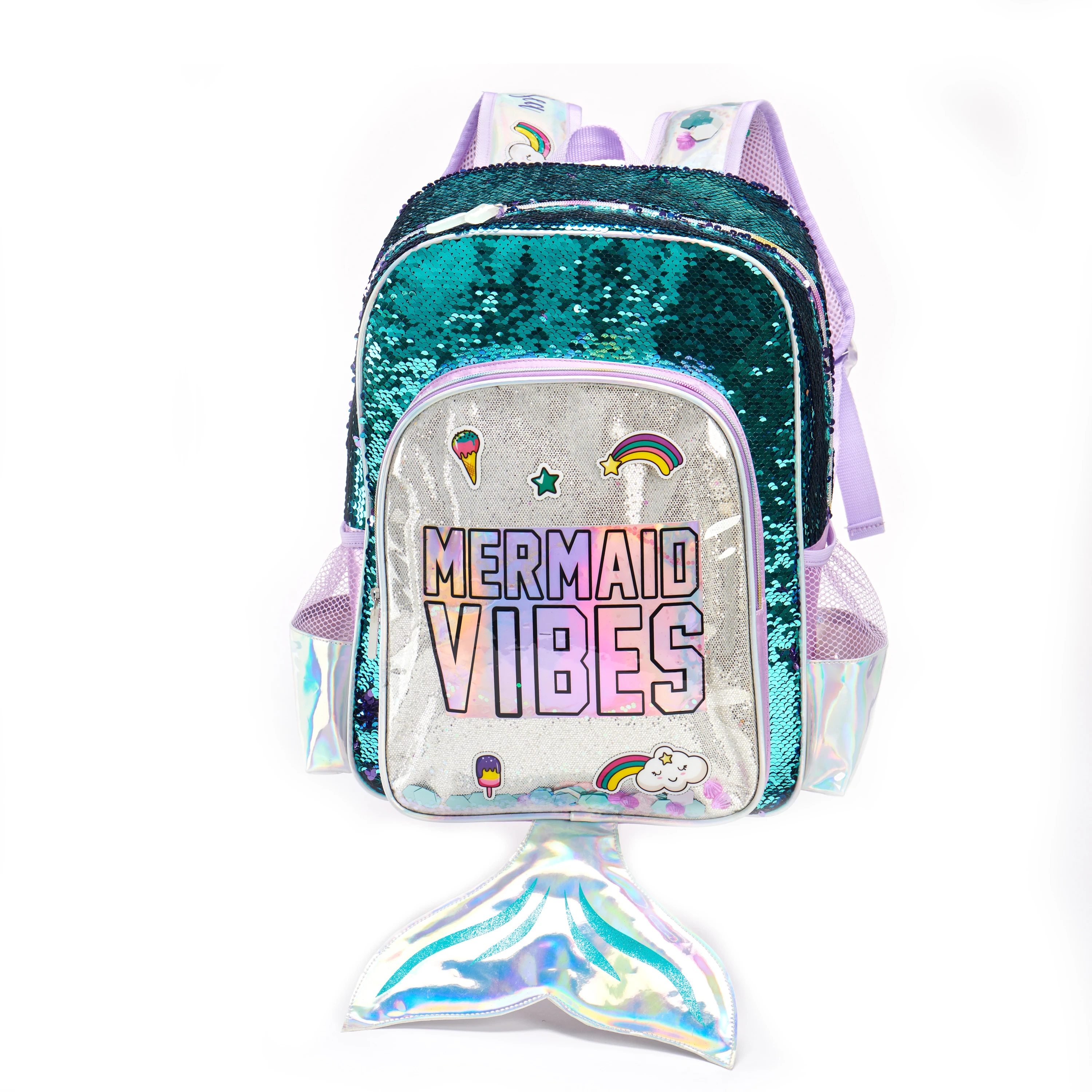 Fsy bag fatory  Cartoon Mermaid 3d Fish Tail Sequin Girls Student Backpack Kids Kindergarten Primary Mini Backpacks School Book Bags 1