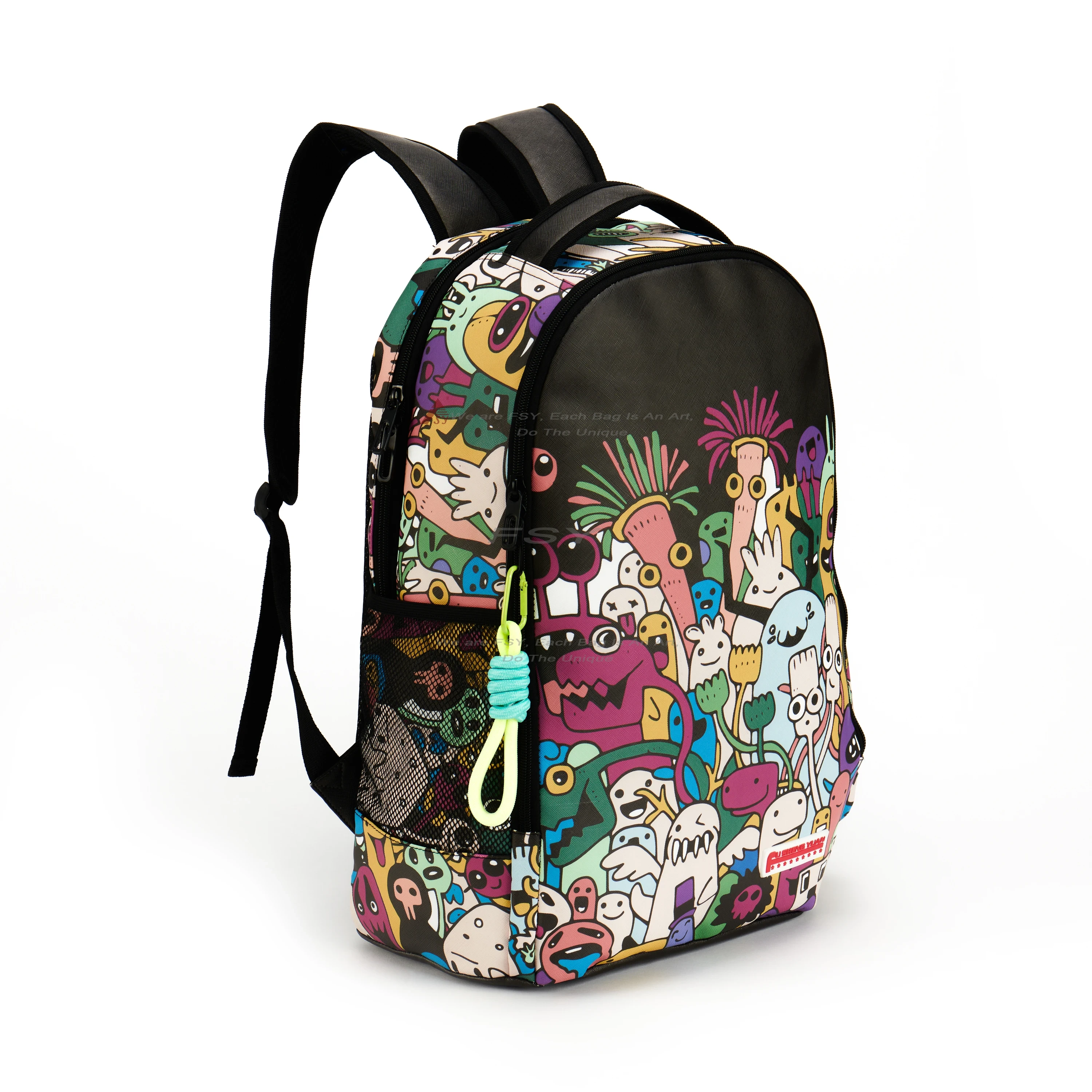 Fsy High Quality Custom custom backpack manufacturers Logo Printing Casual Sports Backpack Student School Waterproof Leather Backpacks Lightweight Black Men 1