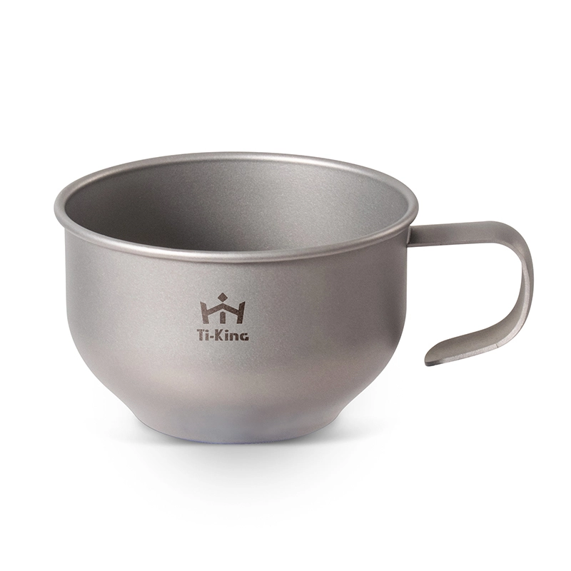 Titanium single-walled 180ml coffee cup with fixed handle 1