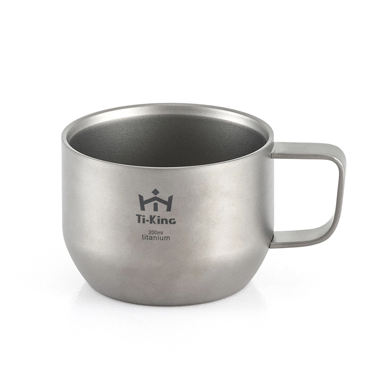 Titanium double-walled 200ml coffee cup with fixed handle 1