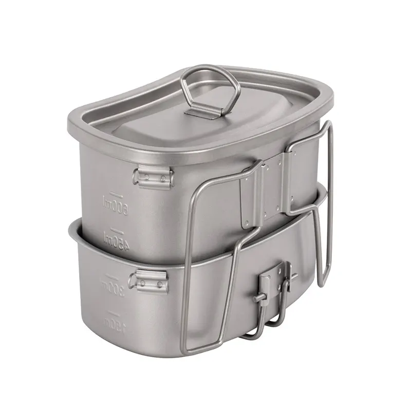 Ti-KING Titanium Canteen Mess Kit Titanium Canteen Mess Kit for Business 3
