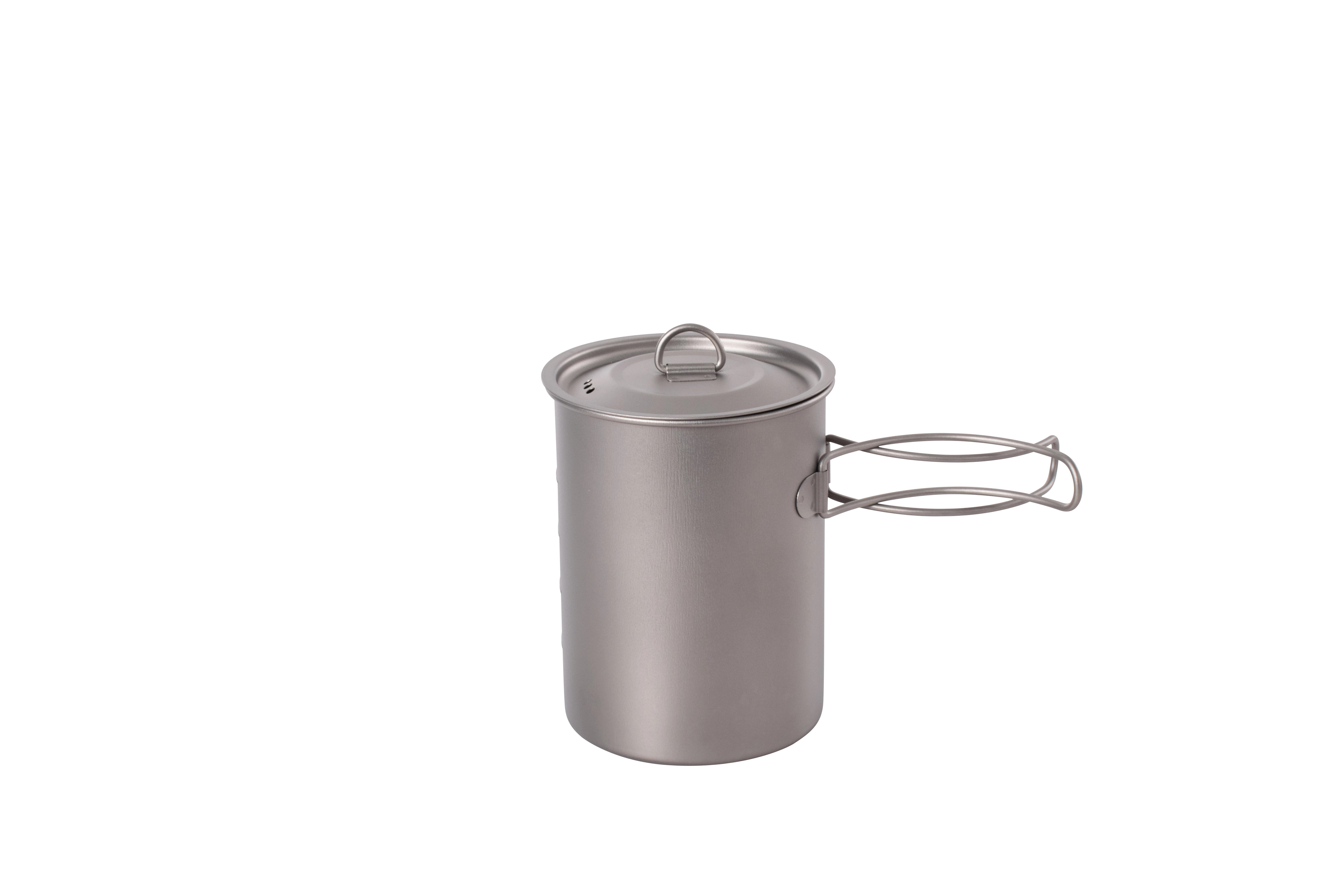 Titanium multifunctional camping cooking pot/cup with swing-out folding handle for 1 person hiking backpacking 1