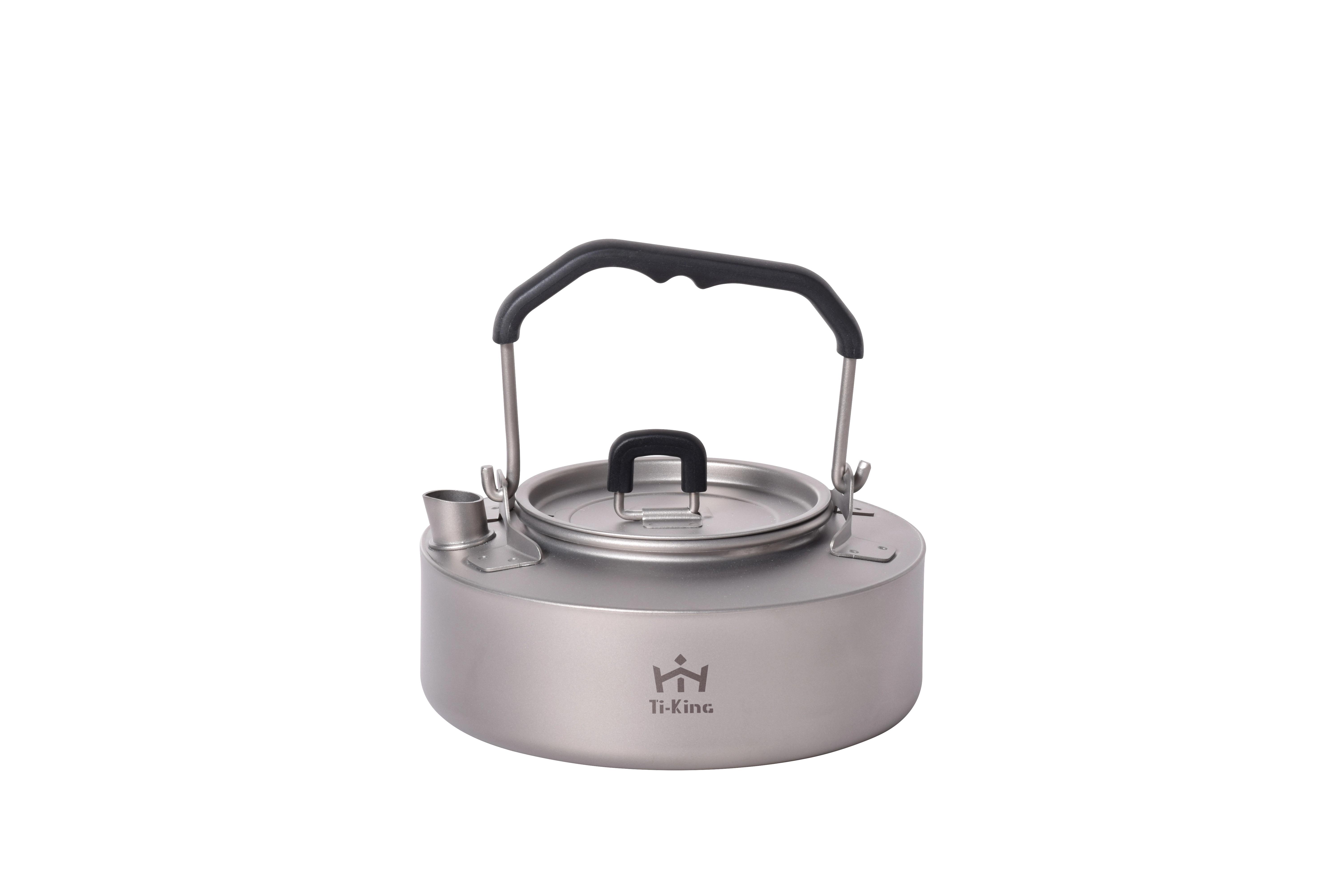 600ml Pure titanium kettle Flat-shaped unique design ultralight hiking cooking kettle 1