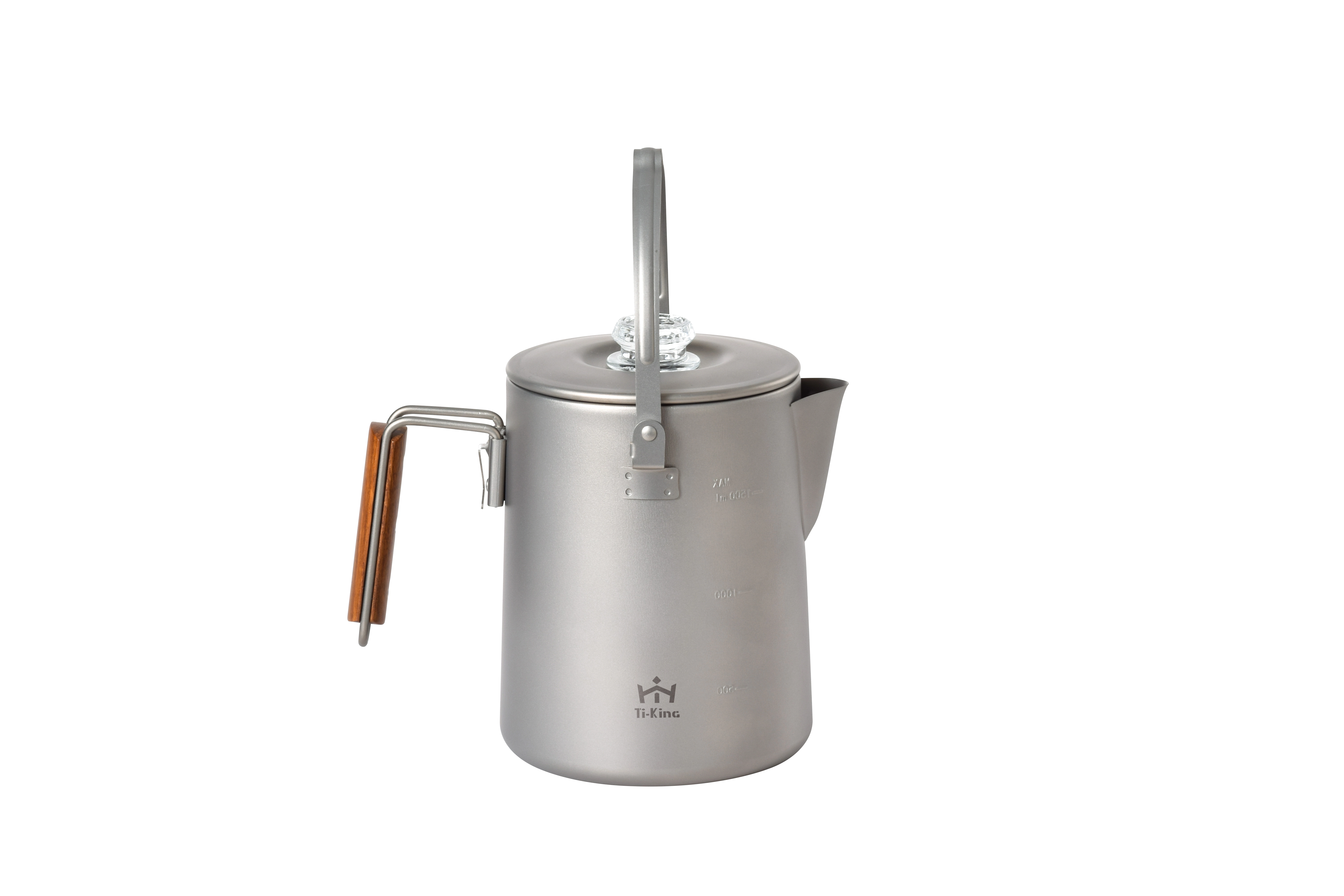 Titanium cooking kettle with detachable handle 1500ml capacity ideal for outdoor cooking water/ coffee 1