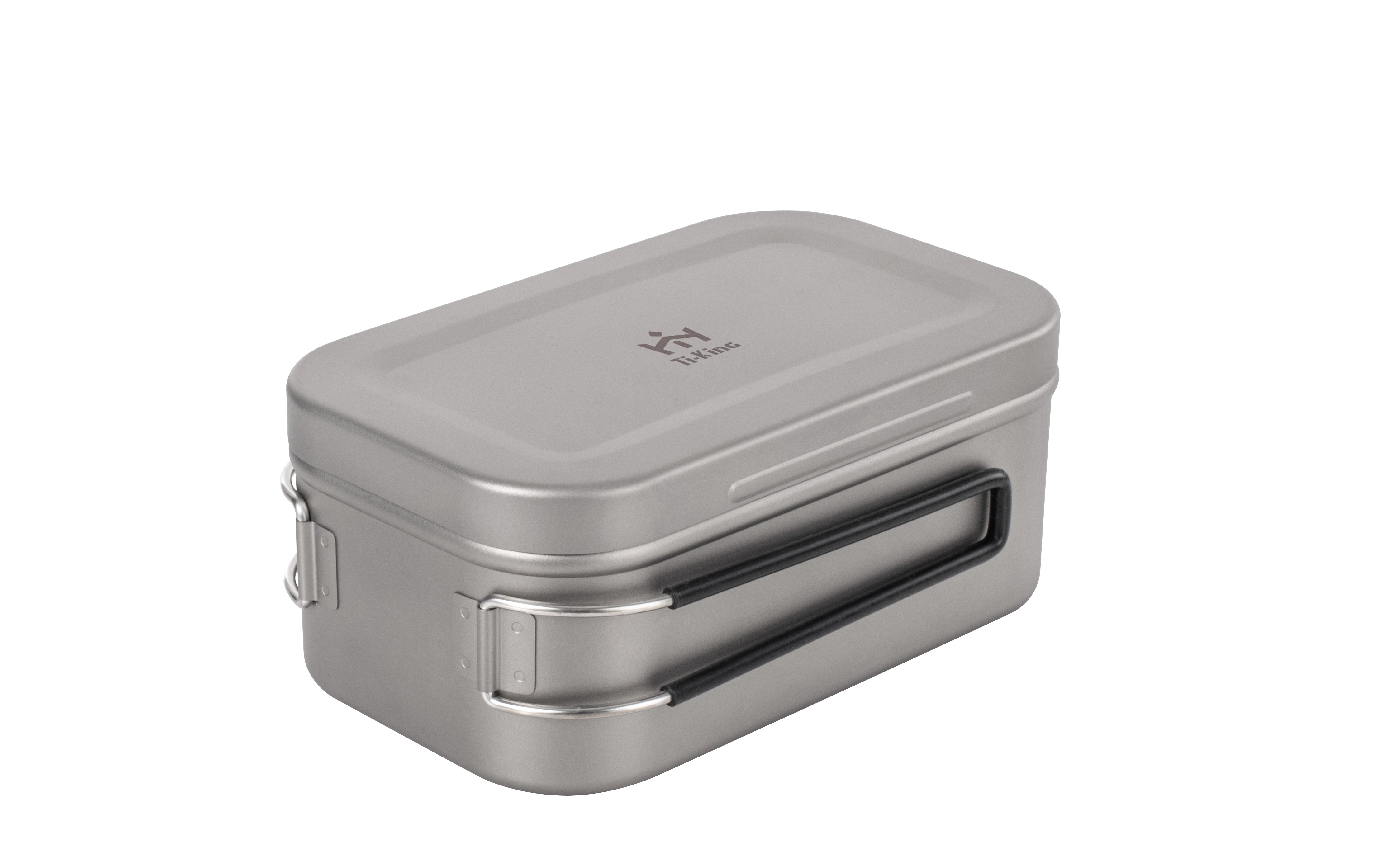 Titanium healthy lunch box/mess tin with folding swing-out handle 1