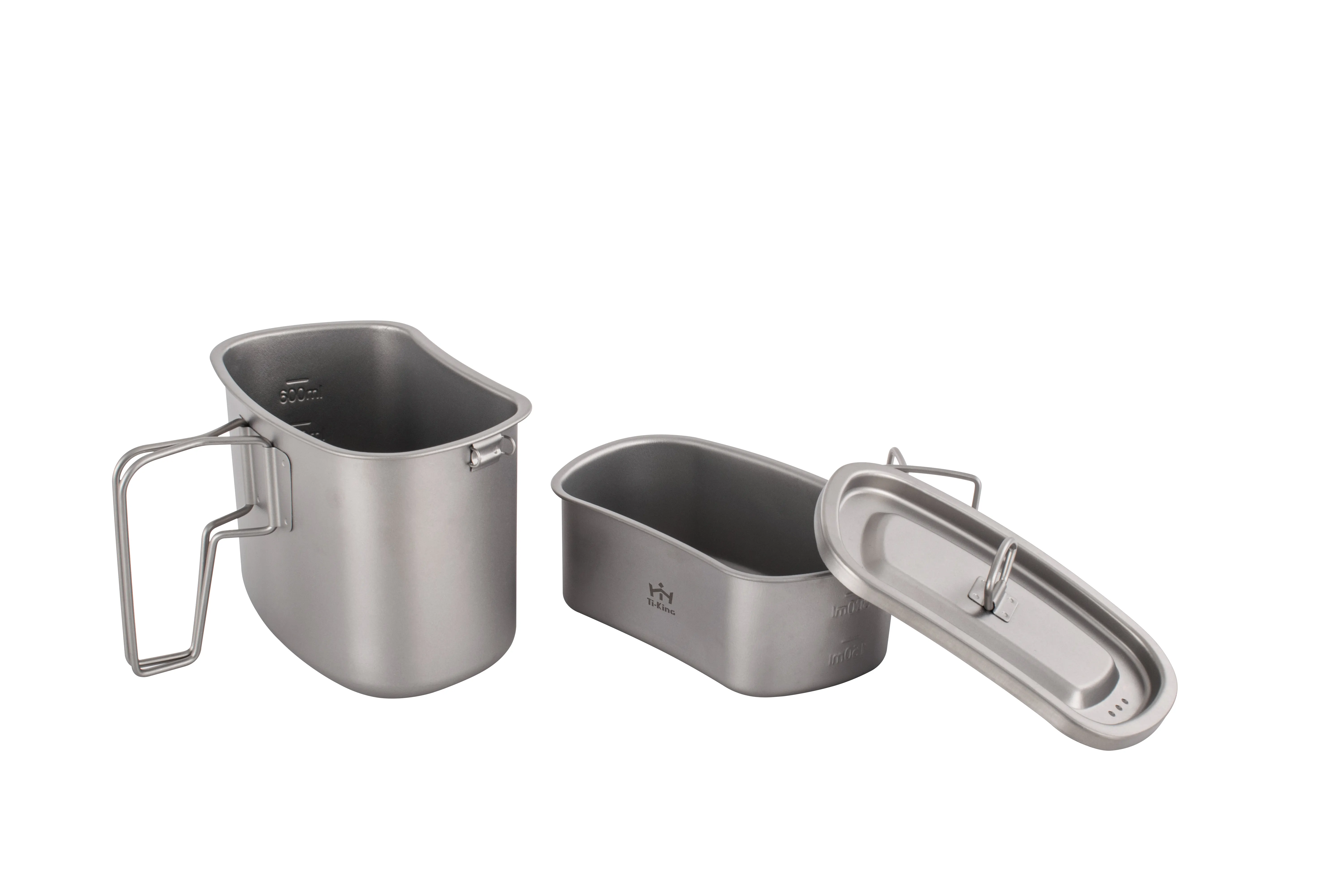 Ti-KING Titanium Canteen Mess Kit Titanium Canteen Mess Kit for Business 4