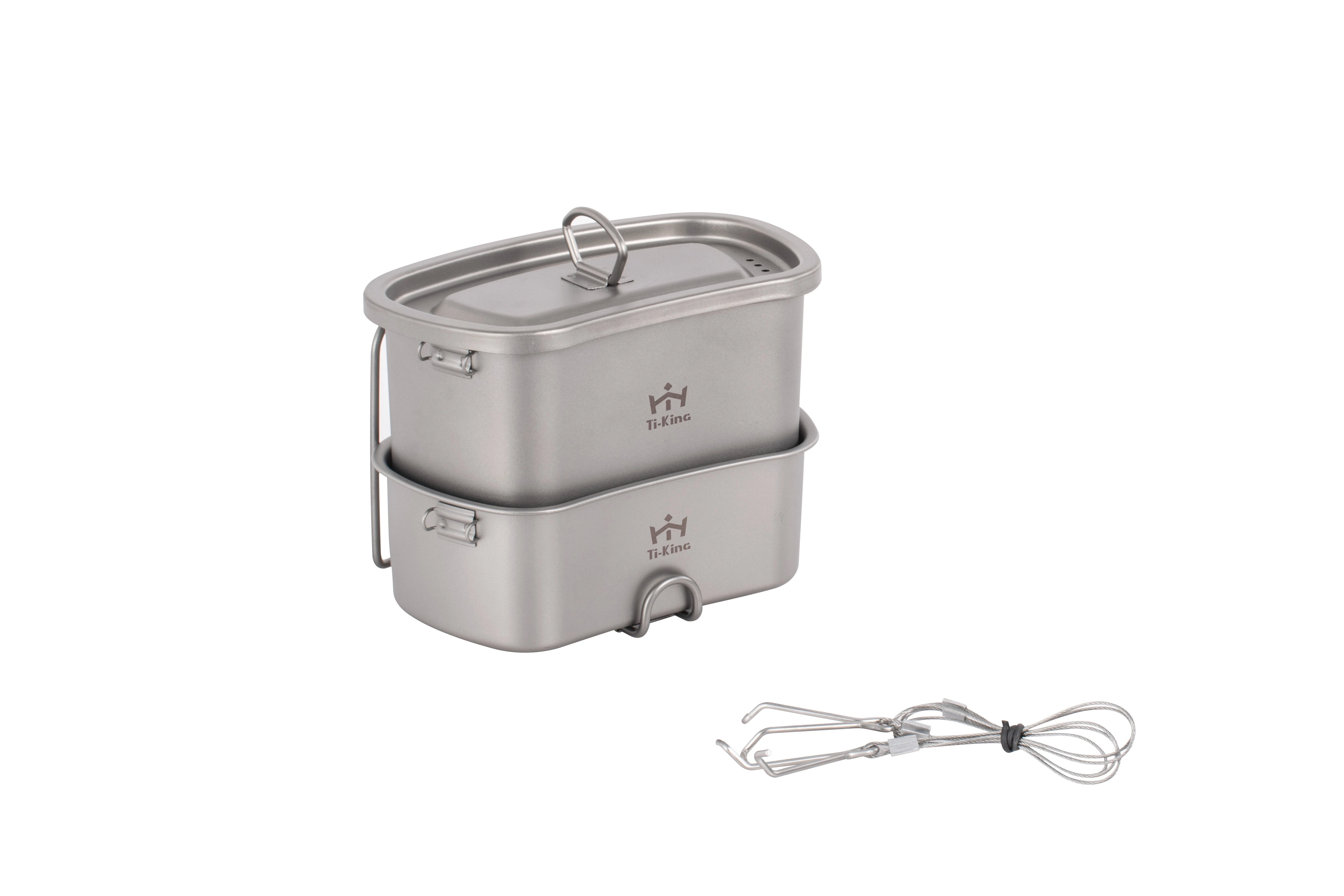 Titanium camping & military mess kit with titanium folding handle lightweight sturdy for outdoor use 750ml lunch box& 400ml cup 1