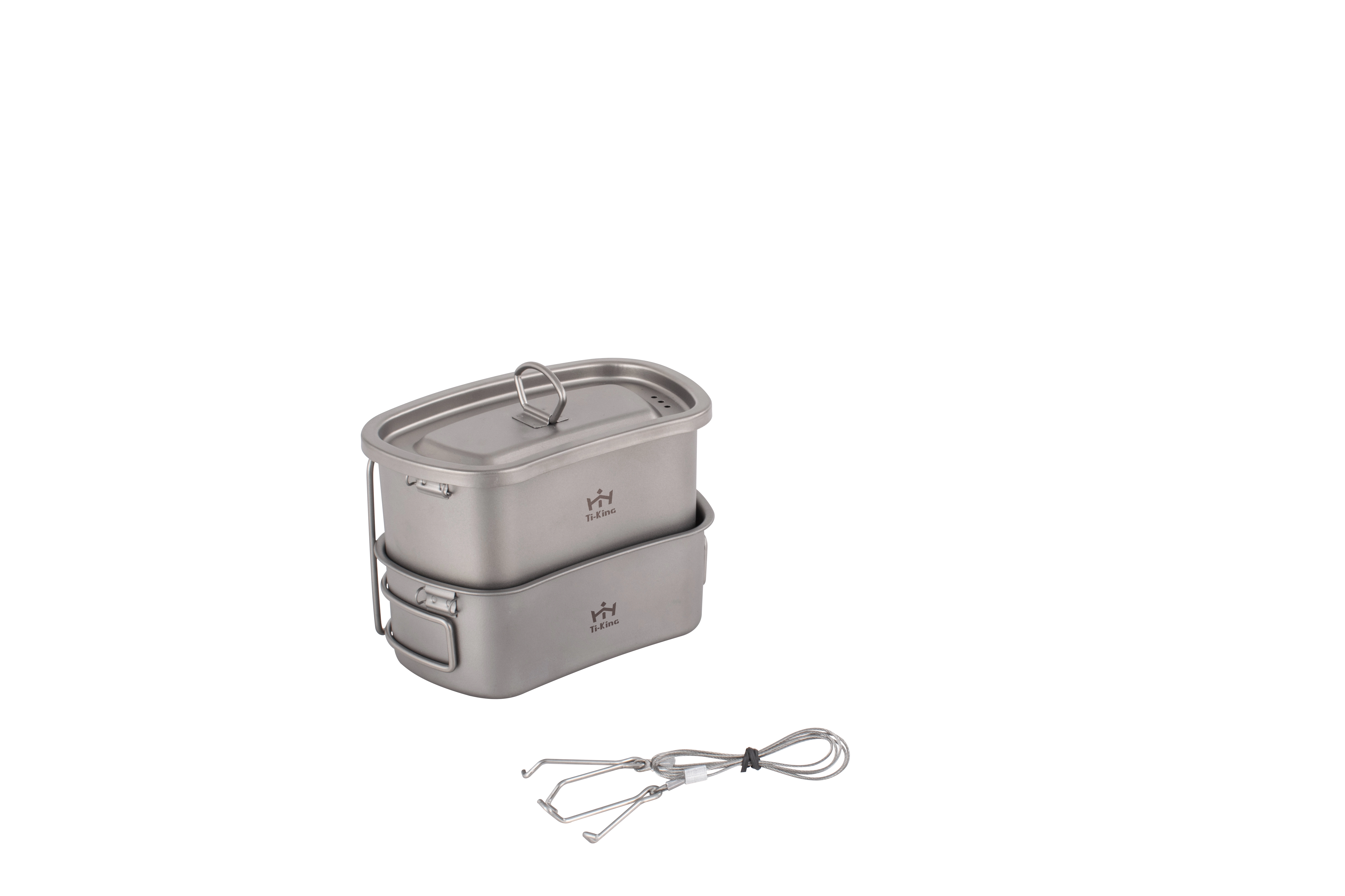 Titanium camping & military mess kit with swing-out folding handle lightweight sturdy for outdoor use 750ml lunch box& 400ml cup 1