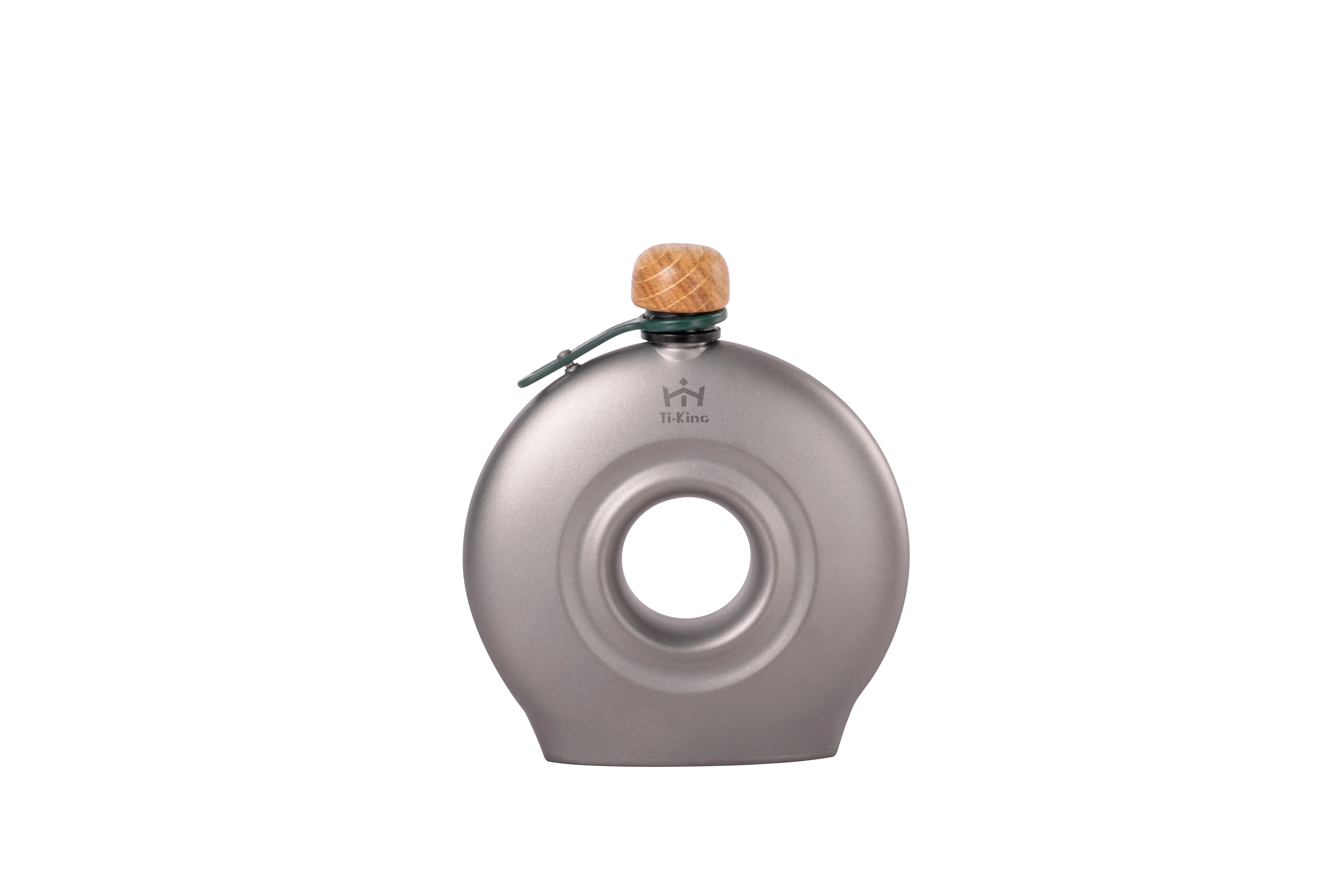 Pure titanium hip flask with hollowed-cut hollow structure and wooden lid 1