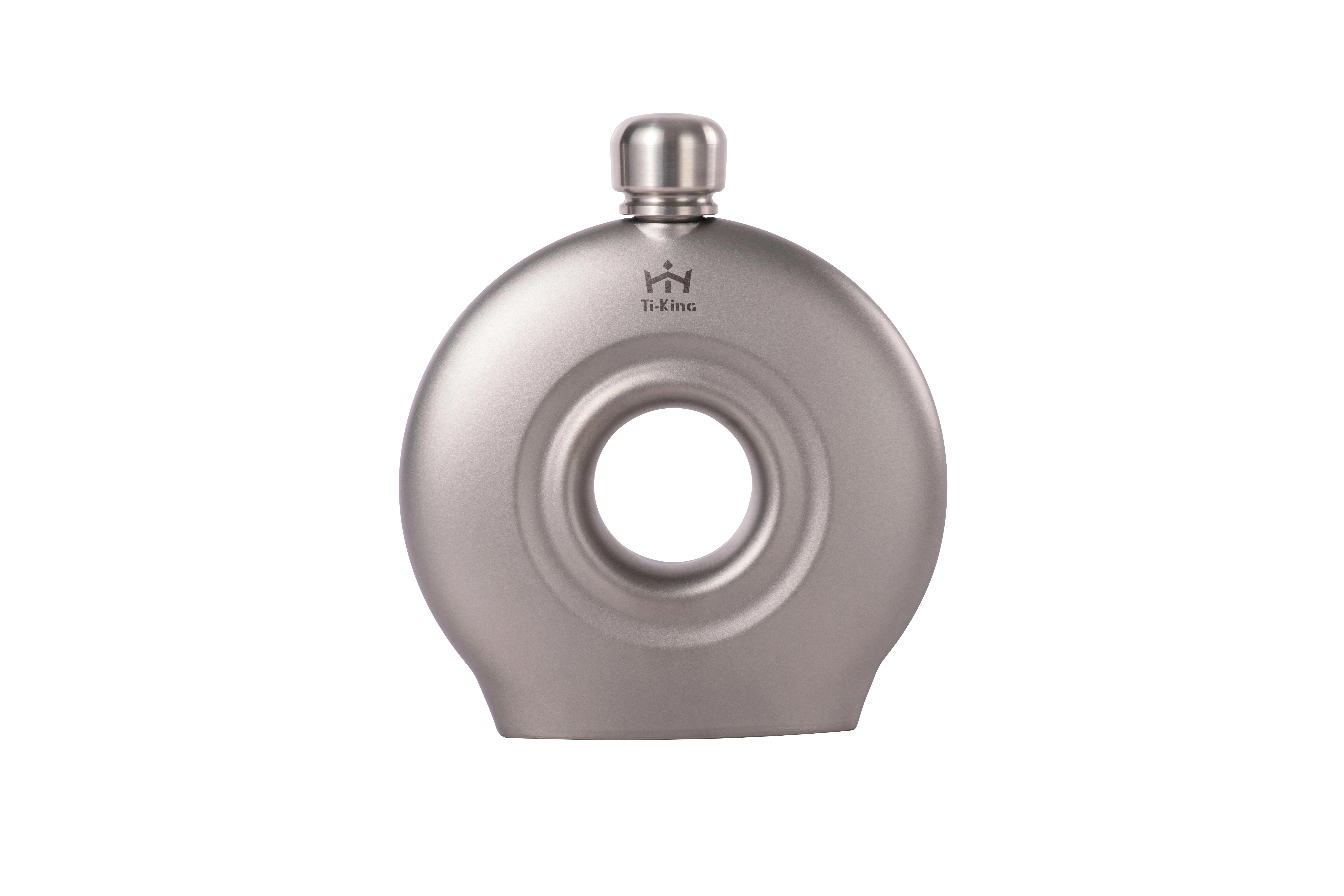 Pure titanium hip flask with hollowed-cut hollow structure and titanium lid 1