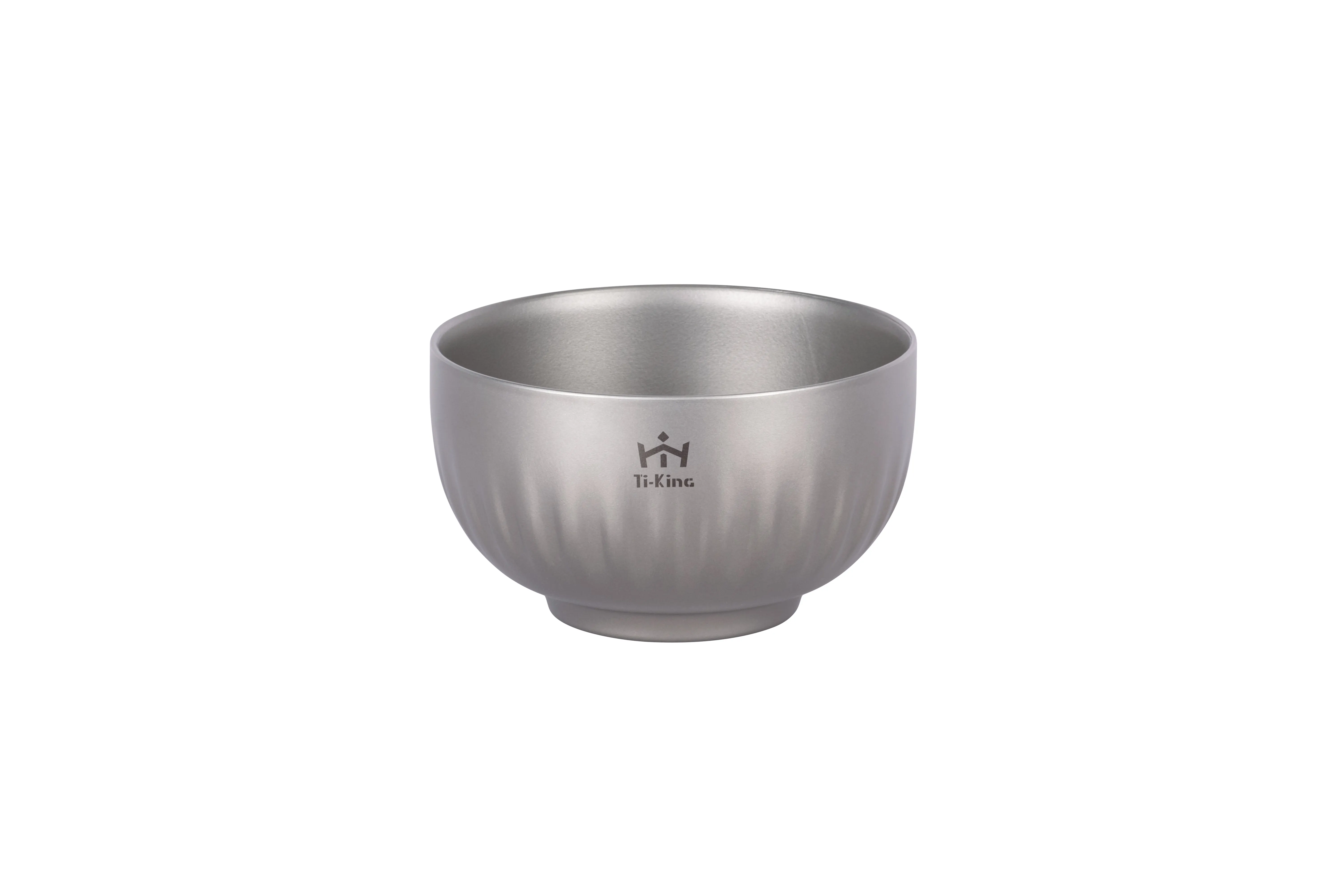 Ti-KING 350ml insulated titanium bowl for camping and hiking, featuring heat-resistant double-wall technology and anti-slip stripes